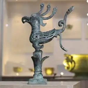 三星堆纪念品青铜鸟摆件太阳神鸟神树大立人国宝道具桌面摆放礼物