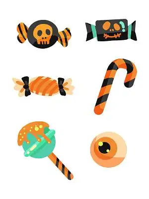 彩色手绘卡通万圣节糖果元素png素材