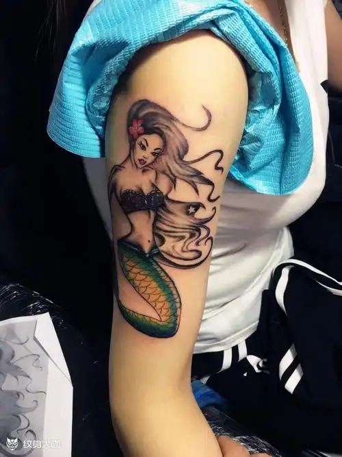 大臂美人鱼_纹身图案手稿图片_阿康的纹身作品集