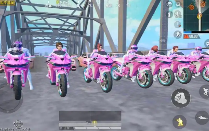 八台火箭少女川崎摩托车皮肤,这像不像土豪的飙车现场?