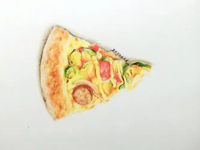 彩铅 披萨 pizza 彩铅画 彩铅美食 铅笔 手绘 插画 唯美 静物 美食