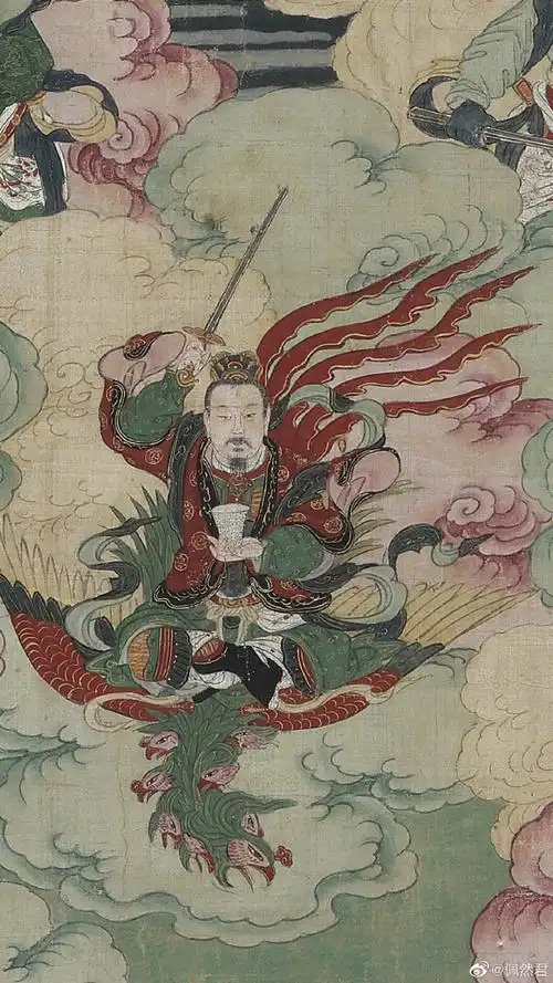 据了解,这种绘画用于道教扬幡法事中,描绘了高功法师进表后,仙官递送