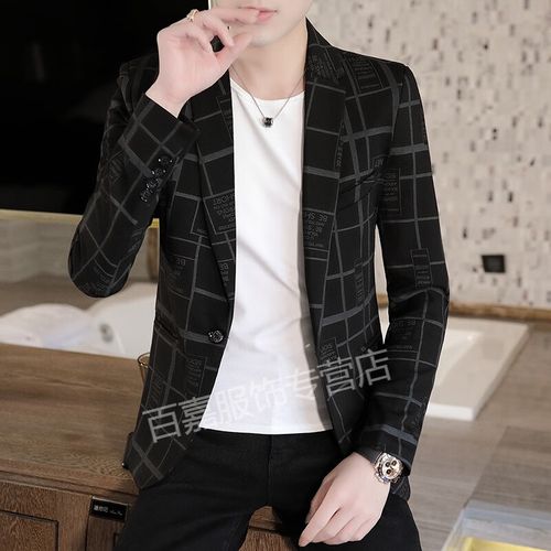 泰佰嘉酷里南男装穿搭男士西装春秋新款小西服时尚休闲修身提花青年