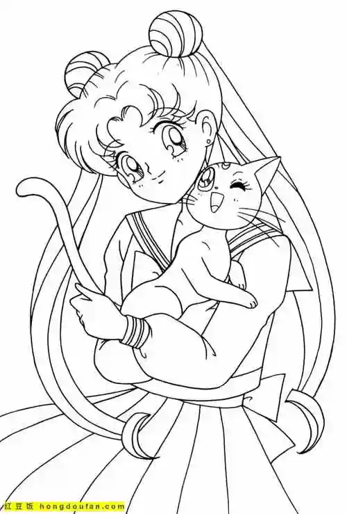 眼睛迷迷糊糊的月亮公主美少女战士涂色图片-红豆饭小学生简笔画大全