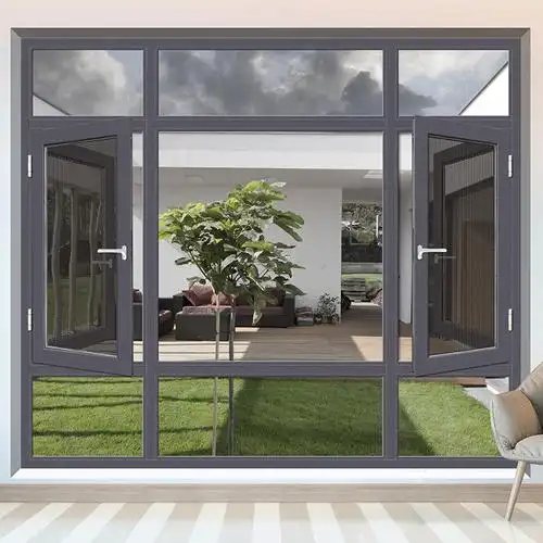 108断桥窗纱一体平开窗 中空玻璃防盗金刚网 铝合金门窗定制