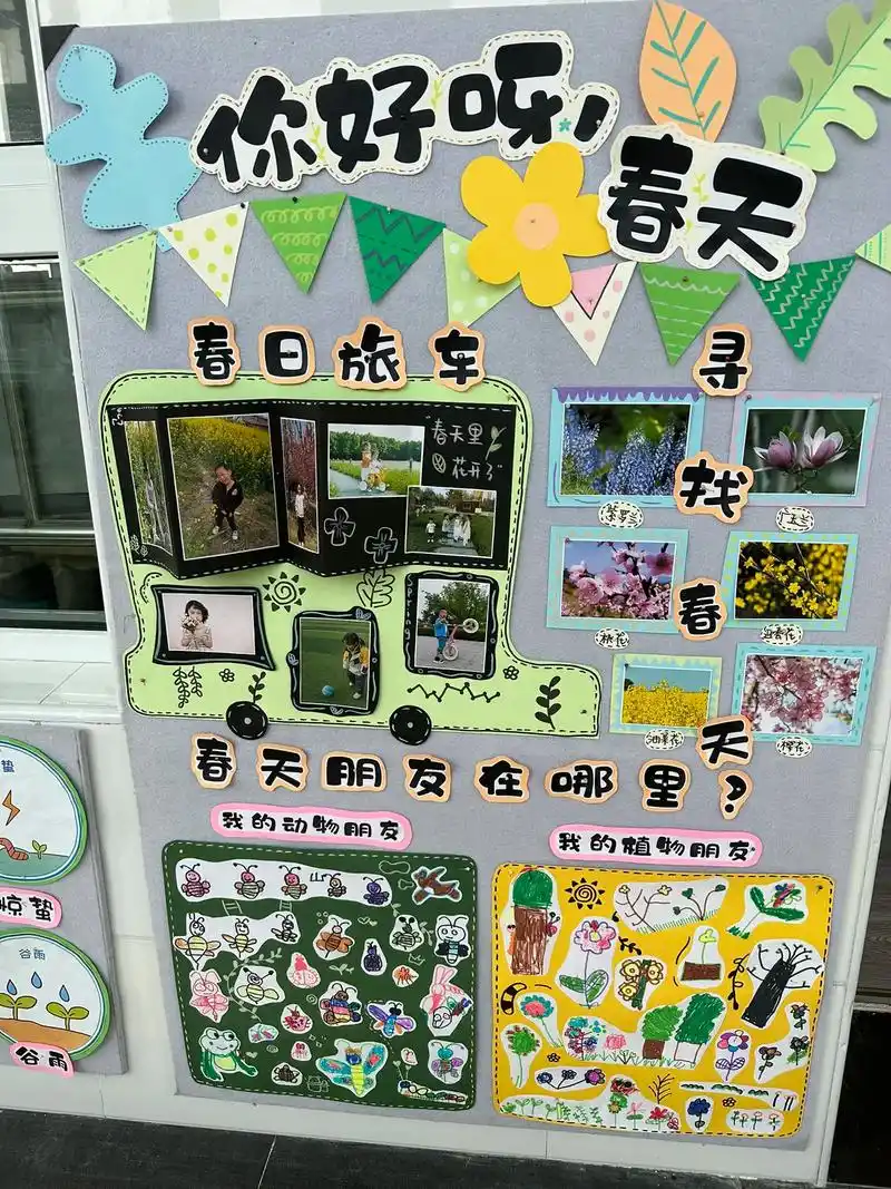 幼儿园春天主题墙,你好呀!春天,部分字体可打印获取#幼儿园环 - 抖音