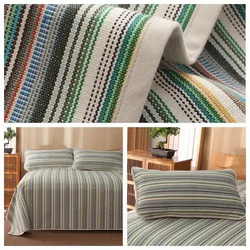 预售品牌余单纯棉老粗布凉席三件套双人床单棉麻空调席四季毯