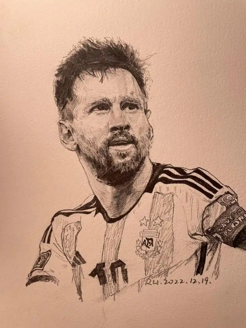 素描梅西.2010年世界杯画的梅西还是长发帅小伙,称呼为神童 - 抖音