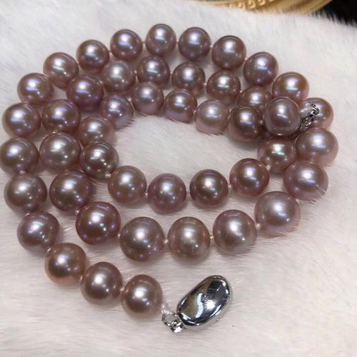 佳人珠宝天然高档香芋紫珍珠项链淡水珍珠项链女送妈妈彩色9-10mm纯珠