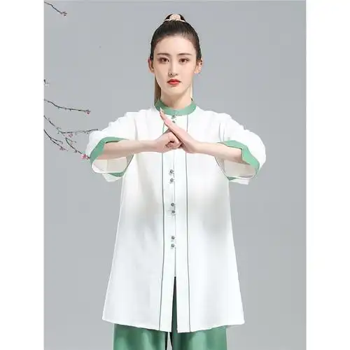 太极服女棉麻夏季新款中袖练功服武术服闪电客表演飘逸中国风太极拳