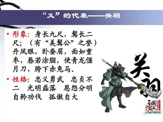 文档 所有分类 高中教育 高考 三国人物之蜀汉ppt "义"的代表——关羽