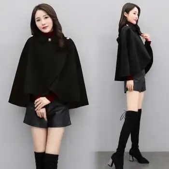 女士毛妮子外套短款秋冬女装新款呢子披肩斗篷时尚洋气减龄小香风毛呢