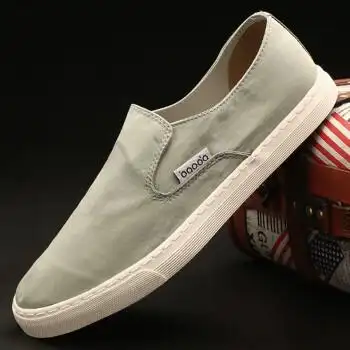 2022春季新款帆布鞋男时尚百搭板鞋软底轻便布鞋低帮套脚懒人鞋一脚蹬