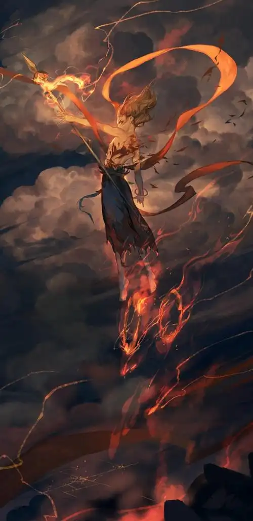 哪吒霸气手绘插画,高清图片,手机壁纸