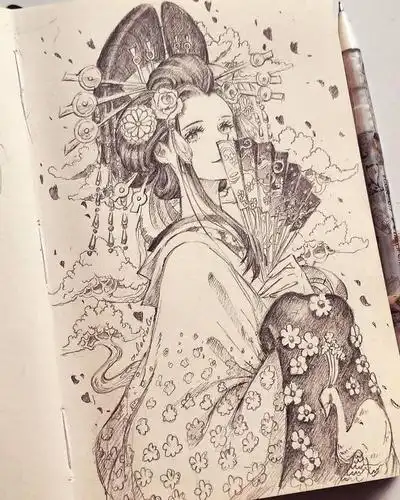 人物手绘线稿,线条流畅细致,造型也格外养眼