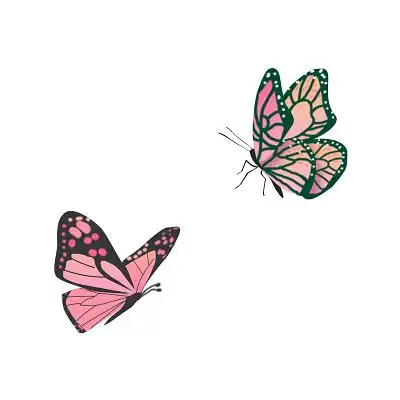 手绘蝴蝶元素花粉红色蝴蝶png素材