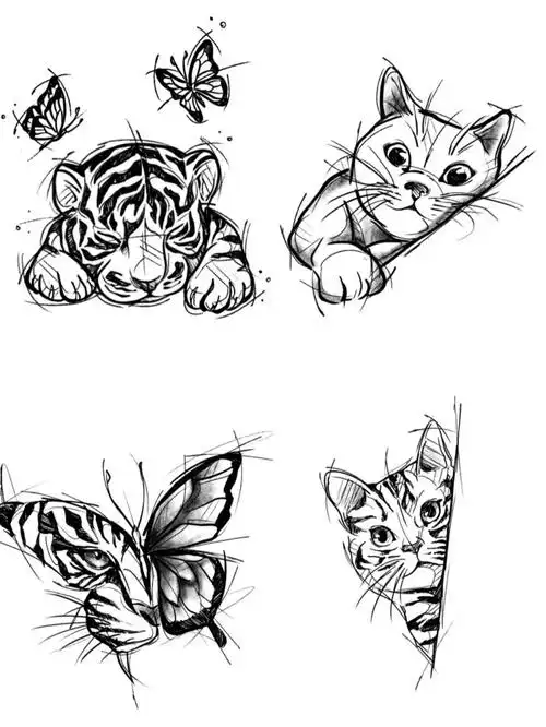 简约纹身手稿分享单线手稿图案