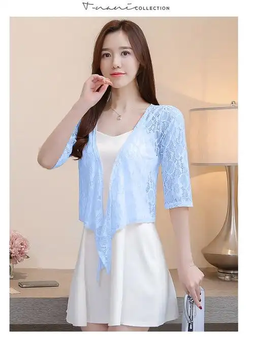 江逸春夏雪纺蕾丝披肩夏季新薄配裙子的雪纺上衣甜美蕾丝披肩防晒开衫