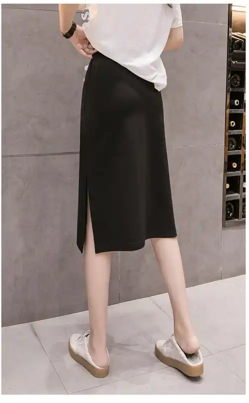 半身裙包臀裙春夏款a型女夏高腰侧开叉裙子2020新款黑色一步裙中长款