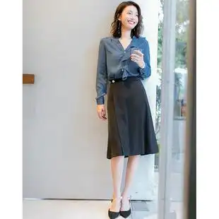 职业裙 a字裙通勤半裙中长款 半身裙女面试裙过膝裙子正装 黑色西装