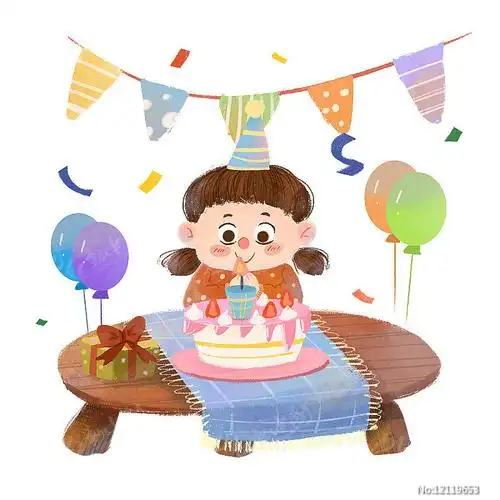 可爱女孩过生日许愿场景图片