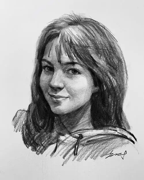 人物肖像画欣赏,富有质感的女孩素描作品集