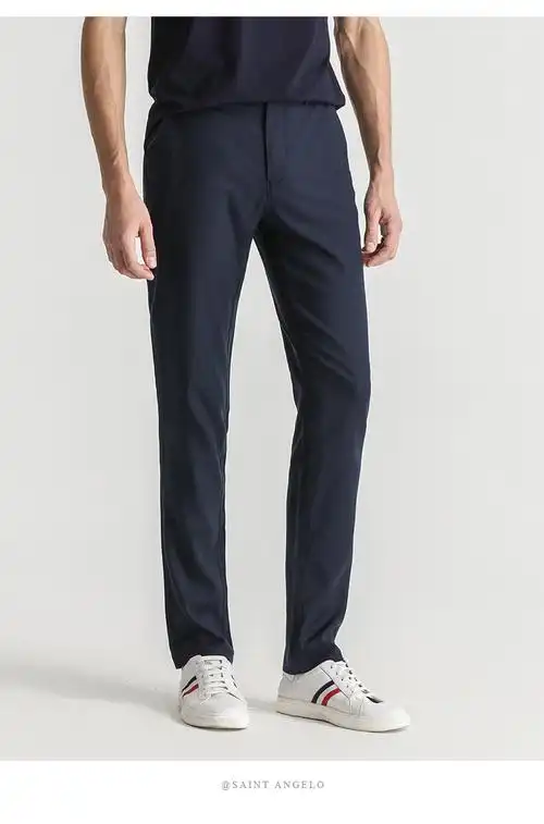 angelo/报喜鸟2020春季新款都市男士休闲裤 中腰修身藏蓝色潮流长裤子