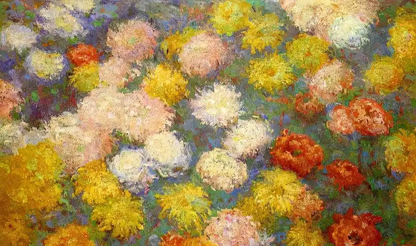 印象派大师莫奈的花卉静物油画作品