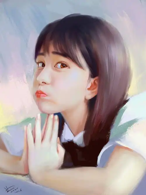 《嘟嘟嘴的女孩》越画越开心.