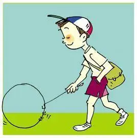 民间游戏滚铁环简笔画