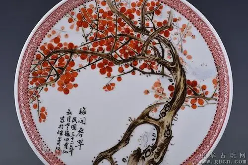 民国珠山八友田鹤仙梅花挂盘一套