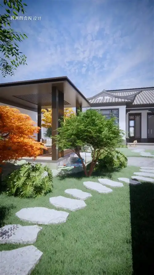 中式庭院#一层中式庭院别墅,农村自建房还是有小院会吃香,美观又视妹