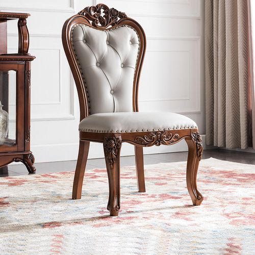 美式全实木书椅书桌布艺家用休闲靠背椅欧式电脑椅子书房扶手餐椅