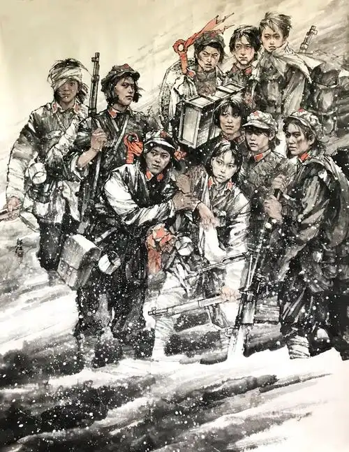 烽火岁月里的灿烂人生邬江的红色革命题材水墨人物画