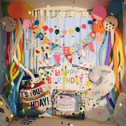 网红生日气球儿童周岁生日装饰场景布置宝宝生日diy家庭背景布置