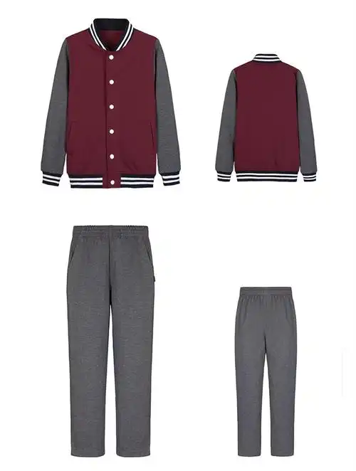 北大培文校服学校订购北大附属枣红棒球服冲衣卡其裤白色 13y008两件