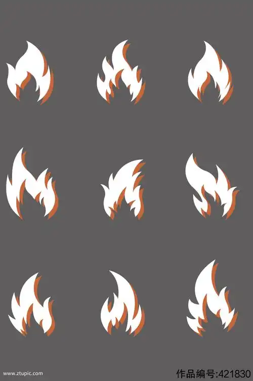 白色火焰图标矢量素材元素