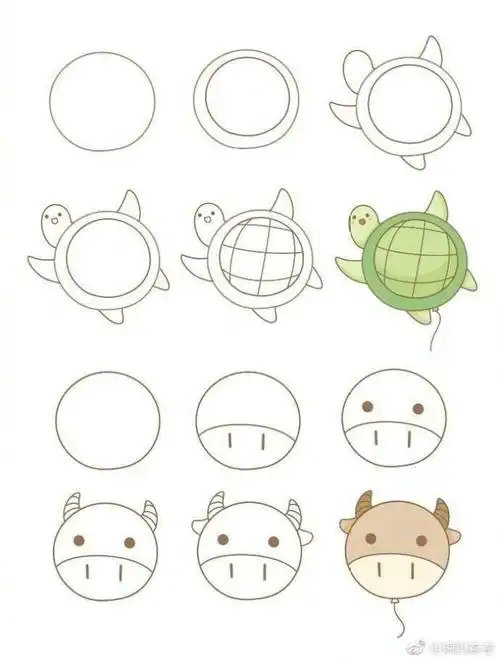 【可爱动物简笔画】教孩子用圆形画可爱的小动物吧,加条线秒变气球 噢