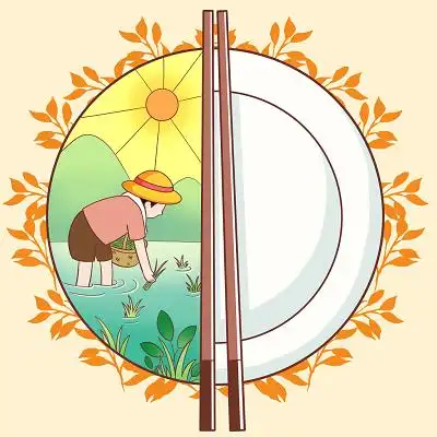 世界粮食日卡通人物种田节约粮食素材