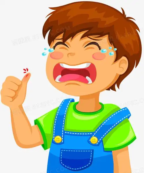 伤到手指爱哭的男孩