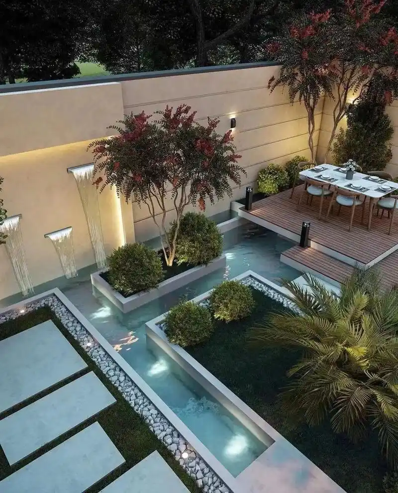 "无水不院"巧妙的庭院小水景.00水寓意"财","财"入家中 - 抖音