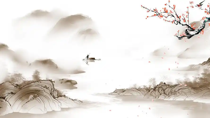 中国风新年诗词古诗古风水墨山水飞鸟中国风毛笔字背景视频模板下载