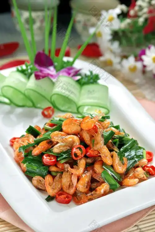精品韭菜炒河虾图片