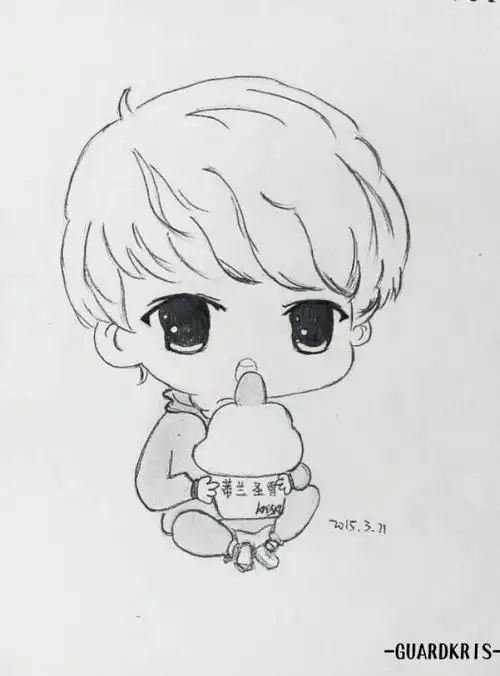 q版人物吴亦凡简笔画 简笔画图片大全-蒲城教育文学网