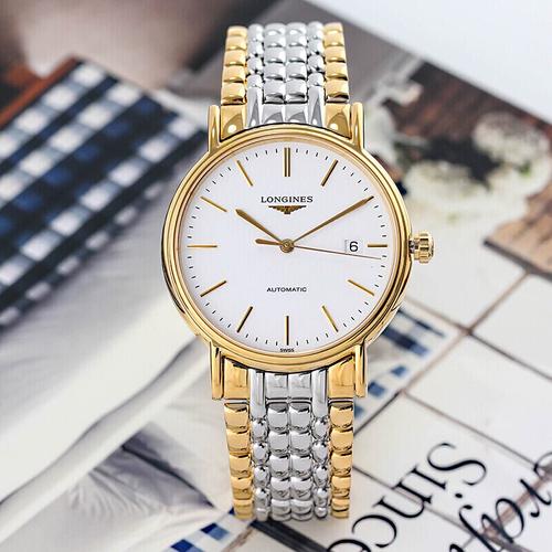 longines浪琴正品手表瑰丽自动机械间金钢带男表l49212117