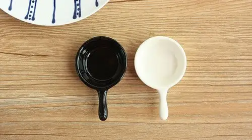 [森-创意碟子 日式纯白色小吃碟 调味料碟 带手柄带把酱料小碟子] 电