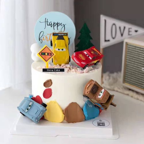 蛋糕装饰摆件汽车总动员闪电麦昆卡通儿童生日情景蛋糕装饰摆件