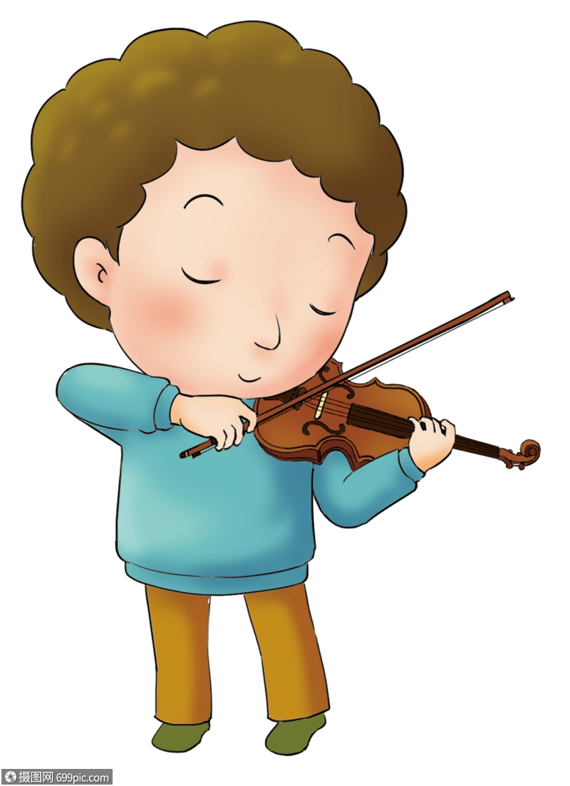 免抠元素 手绘/卡通元素 拉小提琴演奏男孩.psd