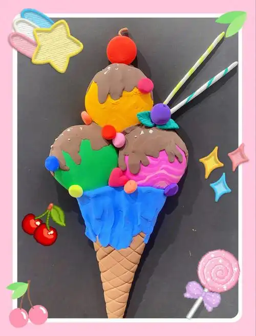 巨无霸冰激凌吧～各种口味～各种果酱～各种糖果一起来装饰#粘土手工