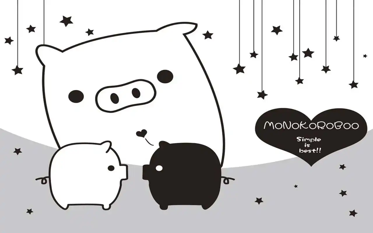 可爱简约黑白卡通猪桌面壁纸下载